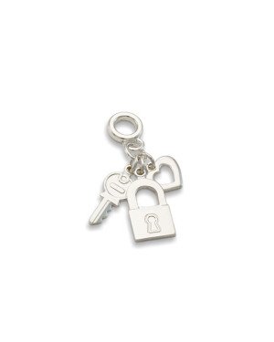 Pingente AG Berloque Cacho Chave/ Cadeado/ Coracao Vaz - G5 - 8mm x 30mm - 2.00gr