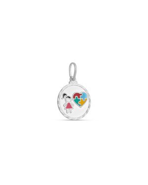 Pingente AG Medalha Menina Autismo p/ Resina - G3 - 15mm x 24mm - 1.53gr