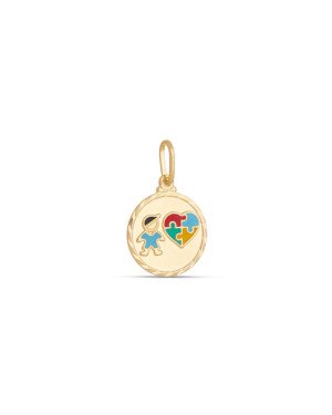 Pingente Medalha Menino Autismo p/ Resina - 00 - 15mm x 24mm - 1.18gr