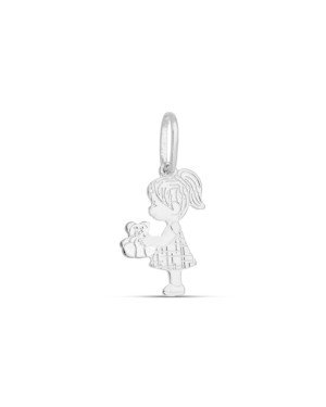 Pingente AG Menina 15mm c/ Ursinho Reta Estampada - G3 - 11mm x 23mm - 0.79gr