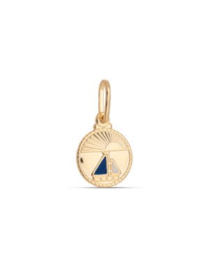 Pingente Medalha 11mm c/ Barco p/ Resina - 00 - 11mm x 21mm - 0.73gr