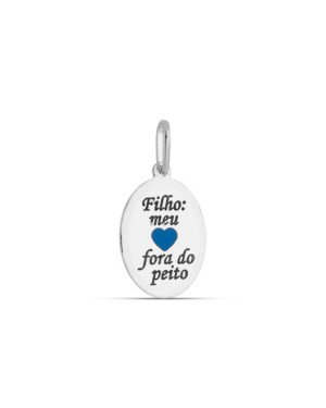 Pingente AG Oval "Filho:Meu Coracao Fora do Peito" - G3 - 13mm x 26mm - 1.66gr