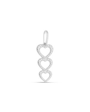 Pingente AG 3 Coracoes Vaz Borda De Corda Em Pe  - G3 - 10mm x 27mm - 0.75gr