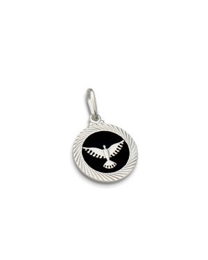 Pingente AG Medalha 15mm Espirito Santo Borda Diamantada  - G3 - 15mm x 23mm - 1.70gr