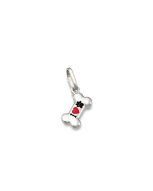 Pingente AG Ossinho "I Coracao e Pata" (Preto e Vermelho) - G6 - 6mm x 17mm - 0.48gr