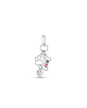 Pingente AG Cacho c/ Ossinho/ Pata Vaz/ Coracao Macico (Preto e Vermelho) - G5 - 8mm x 27mm - 1.05gr
