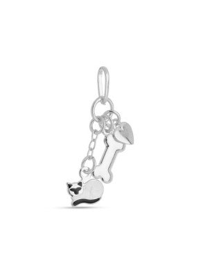 Pingente AG Cacho c/ Ossinho/ Coracao/ Gato 7mm - G5 - 8mm x 26mm - 1.18gr