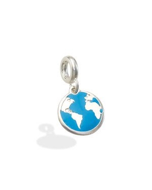 Pingente AG Berloque 11mm Mapa Mundi  - G5 - 12mm x 20mm - 1.54gr