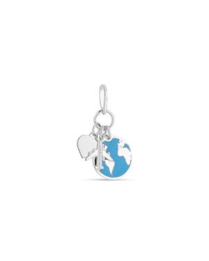Pingente AG Cacho c/ Mapa Mundi Aviao Coracao Liso  - G5 - 12mm x 25mm - 1.69gr