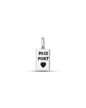 Pingente AG Passaporte 14mm  (Frente Pass Port/Verso Aviao) - G3 - 10mm x 22mm - 1.58gr