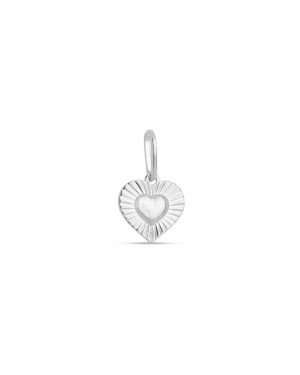 Pingente AG Coracao 10mm Centro Abaulado Borda Diamantada  - G3 - 11mm x 17mm - 0.75gr