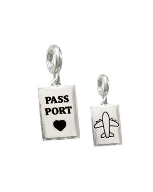 Pingente AG Berloque Passaporte (Frente Pass Port/Verso Aviao) - G5 - 10mm x 24mm - 1.91gr
