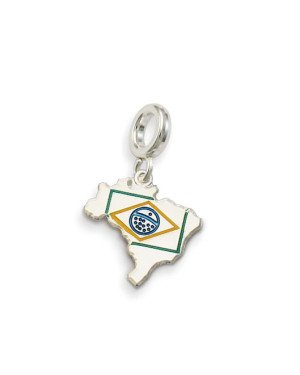 Pingente AG Berloque Mapa Do Brasil 14mm c/ Bandeira  - G6 - 14mm x 24mm - 1.20gr