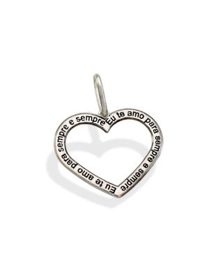 Pingente AG Coracao Vazado "Eu Te Amo Para Sempre" - G3 - 25mm x 30mm - 1.54gr