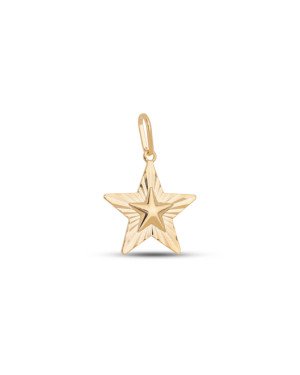 Pingente Estrela 17mm Centro Abaulada Borda Diamantada  - 00 - 17mm x 25mm - 0.91gr