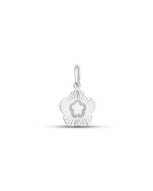 Pingente AG Flor 13mm Centro Abaulado Borda Diamantada - G1 - 13mm x 23mm - 1.23gr