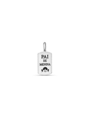 Pingente AG Placa Arredondada 20mm "Pai De Menina" - G5 - 13mm x 27mm - 1.78gr