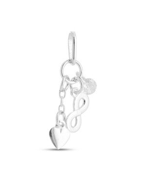 Pingente AG Cacho c/ Infinito 10mm/Coracao Macico/Zirconia - G6 - 7mm x 28mm - 0.83gr