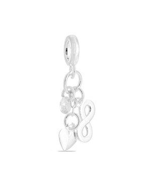 Pingente AG Berloque Cacho c/ Infinito/Coracao Macico/Zirconia - G6 - 7mm x 30mm - 1.20gr
