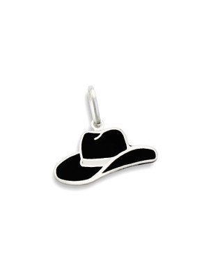 Pingente AG Chapeu 13mm c/ Resina (Preto e Branco)  - G3 - 20mm x 18mm - 1.09gr