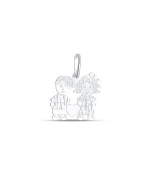 Pingente AG Casal de Crianca c/ Coracao Liso - G1 - 23mm x 28mm - 2.22gr