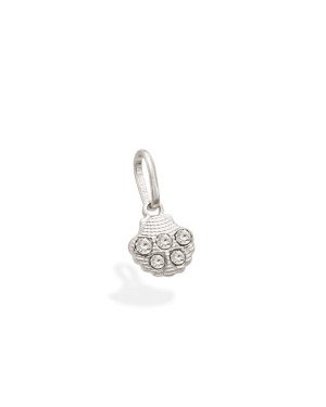 Pingente AG Concha 8mm p/ 5 Pedras Cristal - G6 - 7mm x 15mm - 0.42gr