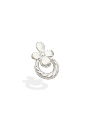 Pingente AG Passante Flor Lisa c/ Corda 15mm  - G3 - 10mm x 15mm - 0.54gr