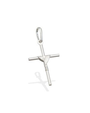 Pingente AG Cruz 21mm c/ Manto Macico  - G3 - 15mm x 30mm - 0.88gr