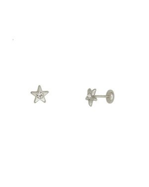 Brinco Estrela com Pedra de Strass no Centro - G5 - 6mm x 6mm - 0.57gr