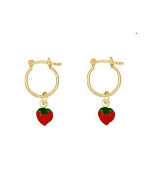 Brinco Argola com Morango - 00 - 12mm x 24mm - 1.27gr