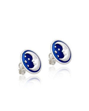 Brinco AG Medalha Lua Estrela 11mm (Azul Bandeira) - G3 - 11mm x 11mm - 1.58gr