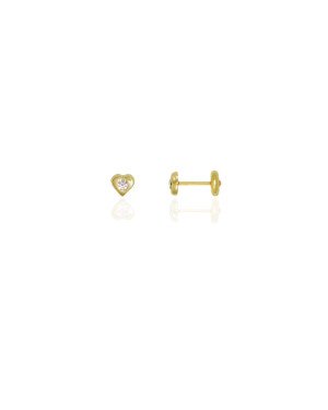 Brinco Coracao com Pedra - 00 - 4mm x 4mm - 0.49gr