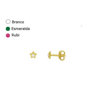 Brinco Estrela com Pedra - 00 - 4mm x 4mm - 0.39gr