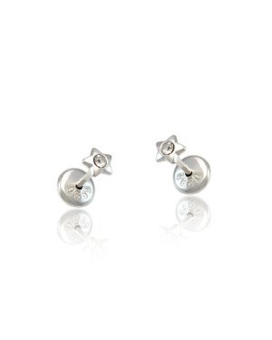 Brinco Estrela com Pedra no Centro - G5 - 4mm x 4mm - 0.48gr