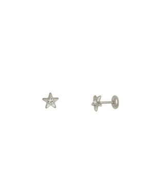 Brinco de Estrela com Uma Pedra de Strass no Centro - G5 - 5mm x 5mm - 0.48gr