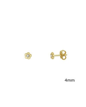 Brinco Flor Cinco Petalas com Pedra - 00 - 4mm x 4mm - 0.53gr