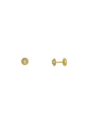 Brinco Redondo Base Diamantada com Sextavado com Pedra - 00 - 5mm x 5mm - 0.43gr