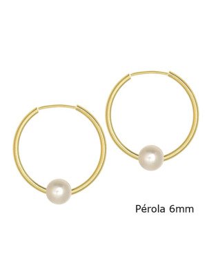Brinco Argola 25mm 2-955 c/ 1 Perola 6mm - 00 - 25mm x 26mm - 1.40gr