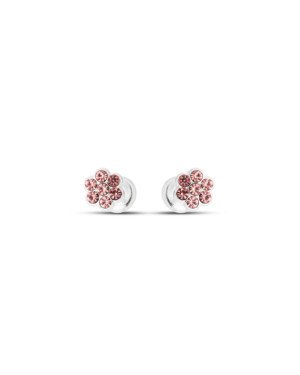 Brinco Flor com Sete Pedras Cristal - G5 - 6mm x 6mm - 0.82gr