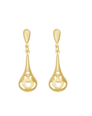 Brinco Tranca Gota com Gota Dupla Vazada - 00 - 10mm x 35mm - 2.03gr