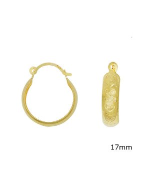 Brinco Argola Reticulado com Coracoes Estampados - 00 - 17mm x 19mm - 2.00gr