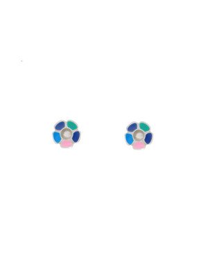 Brinco Rosinha com Resina de Varias Cores - G5 - 6mm x 6mm - 0.94gr
