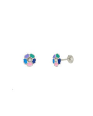 Brinco Rosinha com Resina de Varias Cores - G5 - 6mm x 6mm - 0.84gr