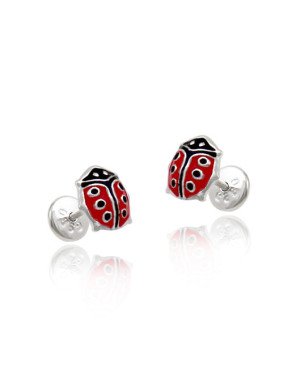 Brinco Prata TP Joaninha - G6 - 8mm x 15mm - 1.11gr