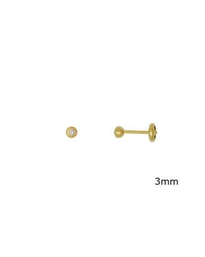 Brinco TP Bolinha 3mm c/ Zirconia - 00 - 3mm x 3mm - 0.49gr