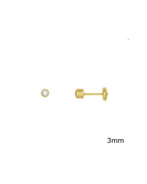 Brinco TP Copinho 3mm c/ Zirconia - 00 - 3mm x 3mm - 0.50gr