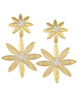 Brinco 2 Flores c/ Miolo Pedra - 00 - 30mm x 50mm - 14.16gr