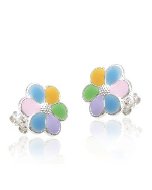 Brinco AG Flor 12mm c/ Resina Colorida  - G3 - 12mm x 12mm - 1.99gr