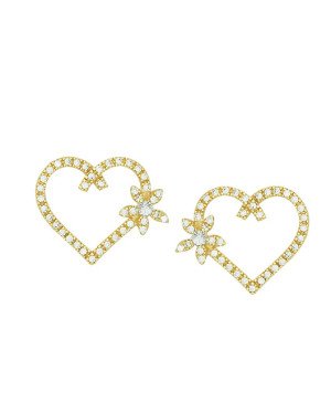 Brinco Fundicao - 84 Zirconia - Coracao Vaz c/ Flor - Faz Lado - 00 - 20mm x 15mm - 2.85gr