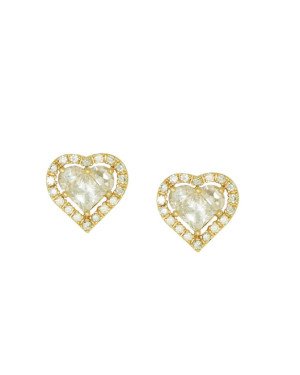 Brinco Fundicao - 38 Zirconia - Coracao Meio Pedra  - 00 - 15mm x 15mm - 3.68gr
